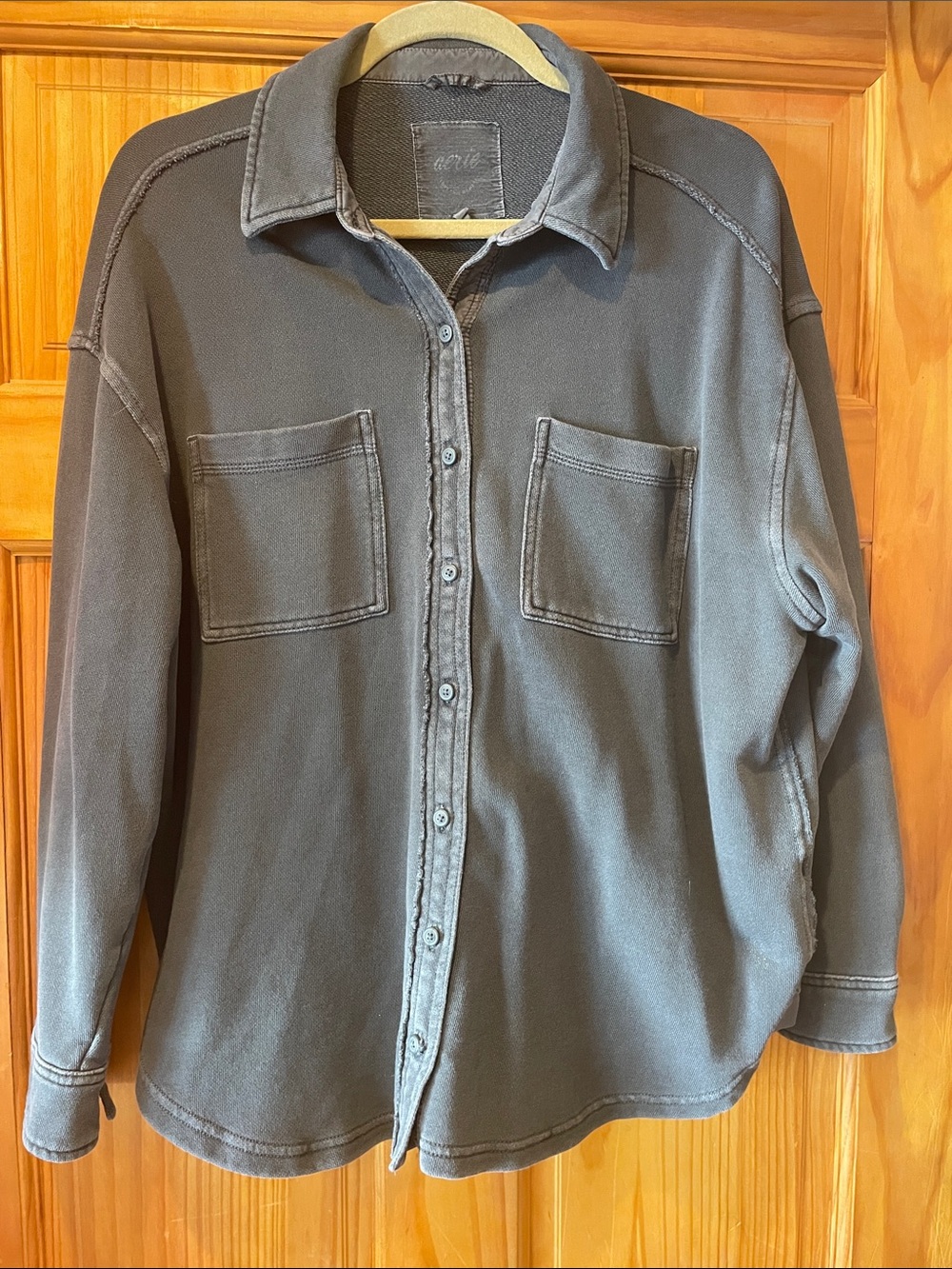 Aerie Women’s Charcoal Gray Button-Down Shirt Jacket